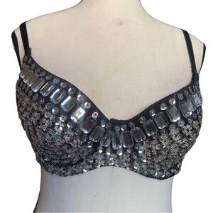 Embellished Black Bra